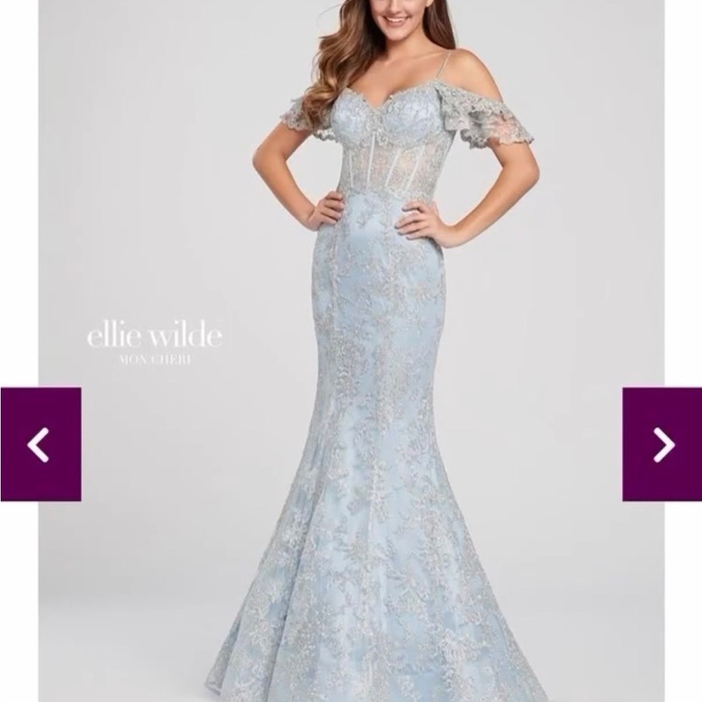 Ellie Wilde Light Blue Lace Gown